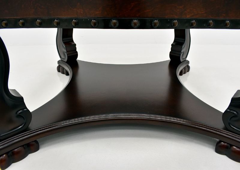 Dark Brown Madison Coffee Table by Crown Mark Showing the Lower Shelf Detail | Home Furniture Plus Bedding