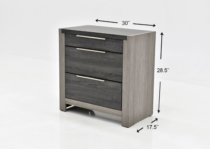 Two-Tone Gray Carter Nightstand by Lane Home Furnishings Showing the Dimensions | Home Furniture Plus Bedding
