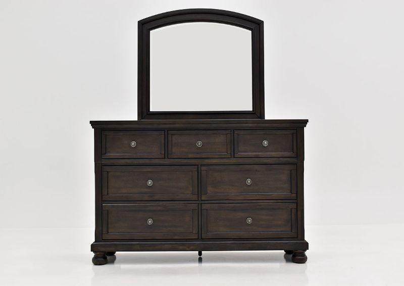Dark Brown Sofia Laure Dresser with Mirror by Avalon Furniture Showing the Front View | Home Furniture Plus Bedding