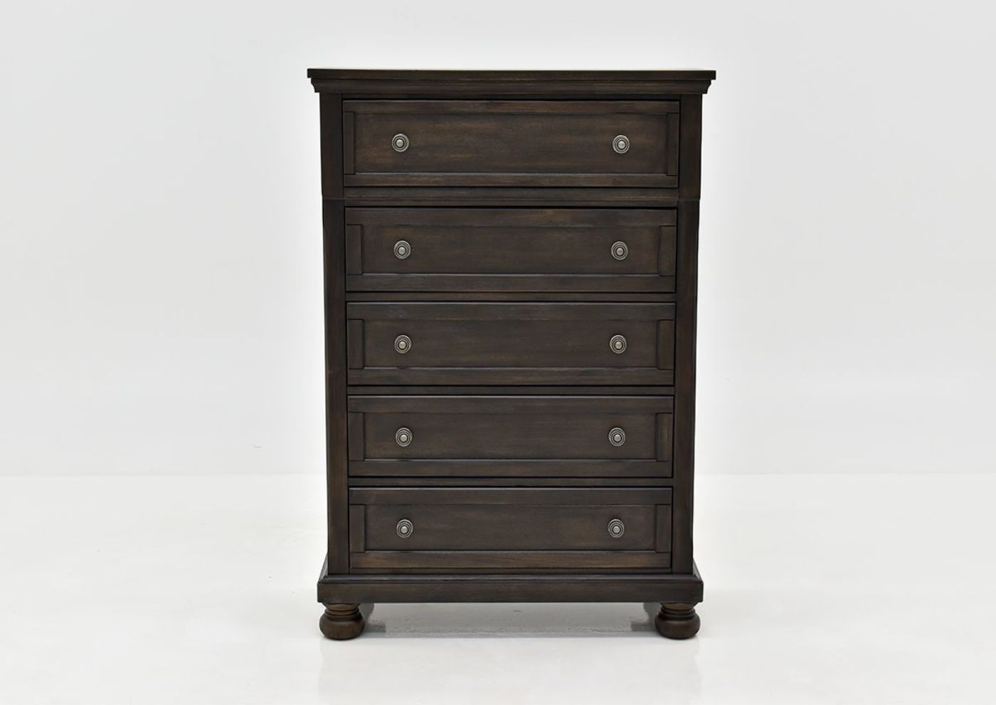 Dark Brown Sofia Laure Chest of Drawers by Avalon Furniture Showing the Front View | Home Furniture Plus Bedding
