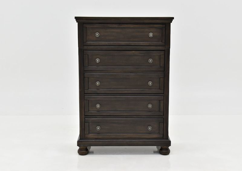 Dark Brown Sofia Laure Chest of Drawers by Avalon Furniture Showing the Front View | Home Furniture Plus Bedding