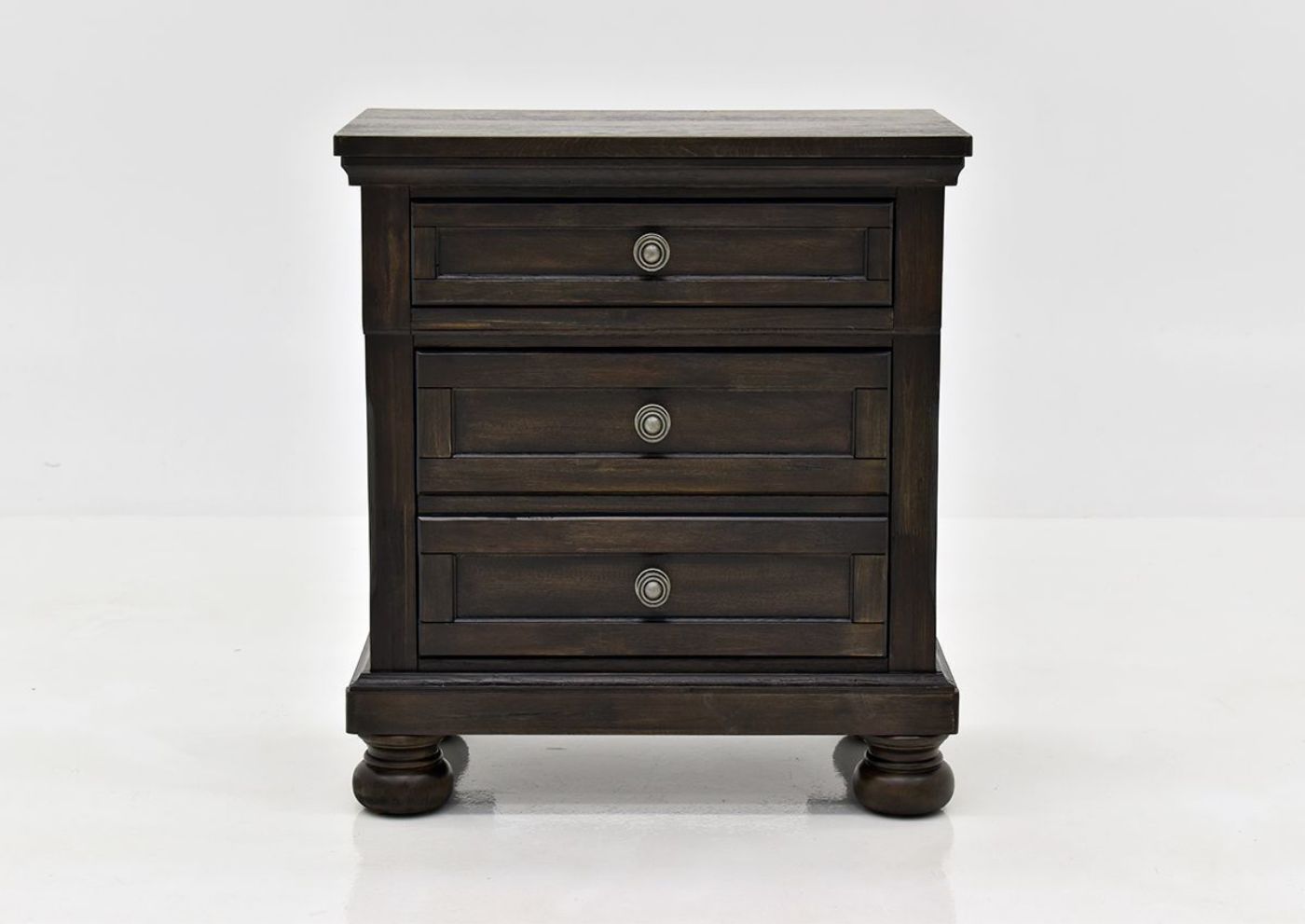Dark Brown Sofia Laure Nightstand by Avalon Furniture Showing a Front View | Home Furniture Plus Bedding