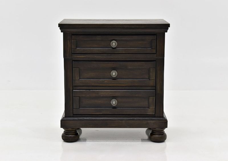 Dark Brown Sofia Laure Nightstand by Avalon Furniture Showing a Front View | Home Furniture Plus Bedding
