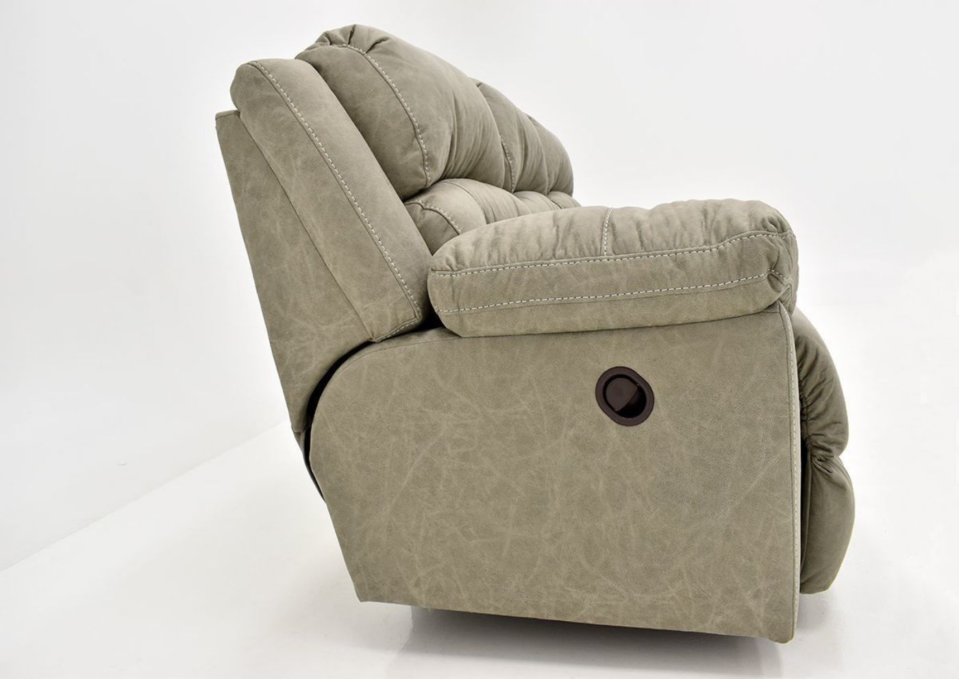 Tan Bella Reclining Sofa by Franklin Furniture Showing the Side View, Made in the USA | Home Furniture Plus Bedding