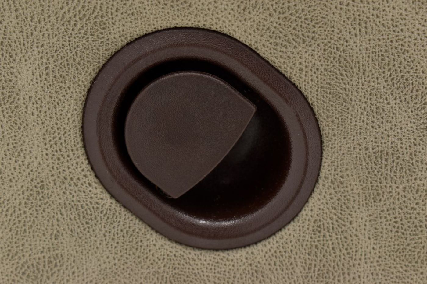 Tan Bella Reclining Loveseat by Franklin Furniture Showing the Reclining Lever, Made in the USA | Home Furniture Plus Bedding