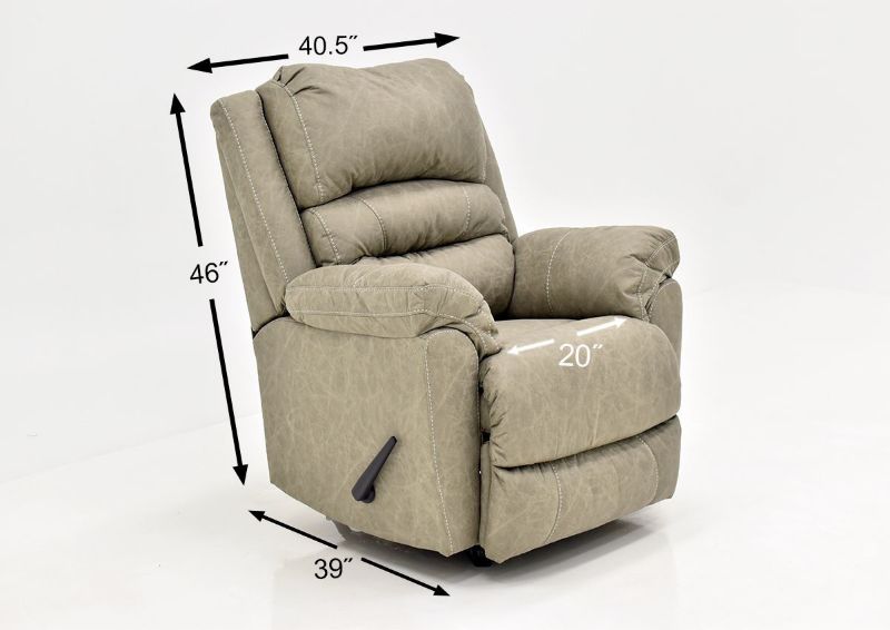 Tan Bella Recliner by Franklin Furniture Showing the Dimensions, Made in the USA | Home Furniture Plus Bedding