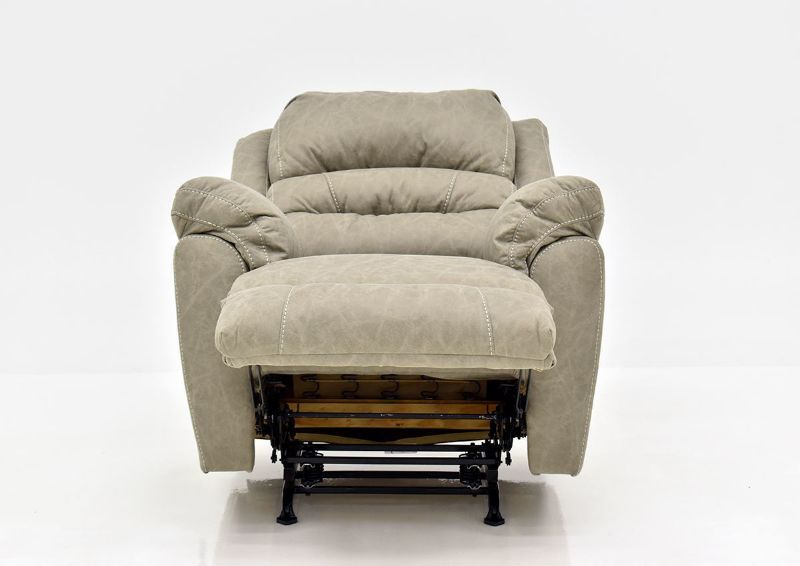 Tan Bella Recliner by Franklin Furniture Showing the Front View in a Fully Reclined Position, Made in the USA | Home Furniture Plus Bedding