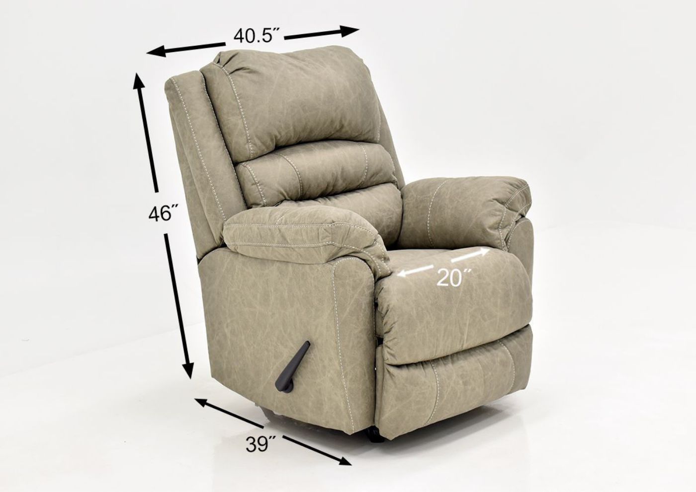 Tan Bella Reclining Sofa Set by Franklin Furniture Showing the Recliner Dimensions, Made in the USA | Home Furniture Plus Bedding