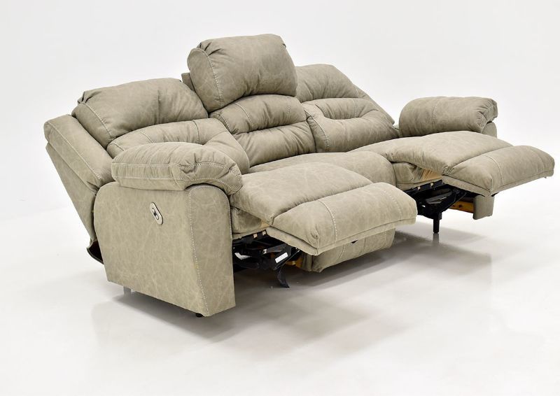 Tan Bella POWER Reclining Sofa by Franklin Furniture Showing the Angle View in a Fully Reclined Position, Made in the USA | Home Furniture Plus Bedding