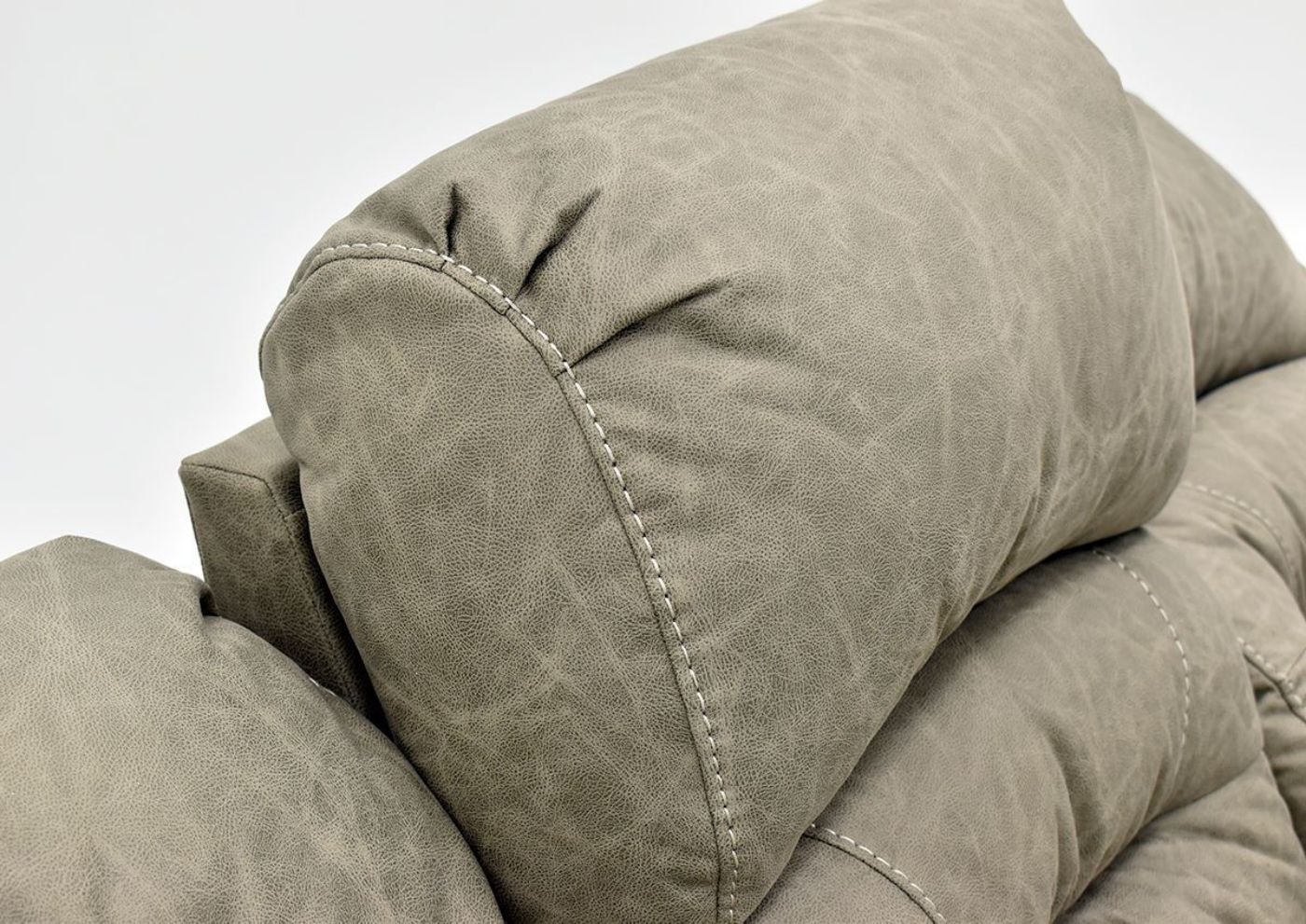Tan Bella POWER Reclining Sofa by Franklin Furniture Showing the Adjustable Headrest Detail, Made in the USA | Home Furniture Plus Bedding