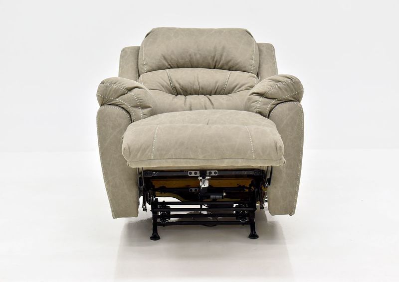 Tan Bella POWER Recliner by Franklin Furniture, Showing the Front View in a Fully Reclined Position, Made in the USA | Home Furniture Plus Bedding