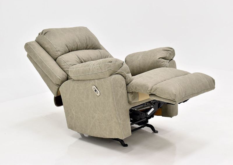 Tan Bella POWER Recliner by Franklin Furniture, Showing the Angle View in a Fully Reclined Position, Made in the USA | Home Furniture Plus Bedding