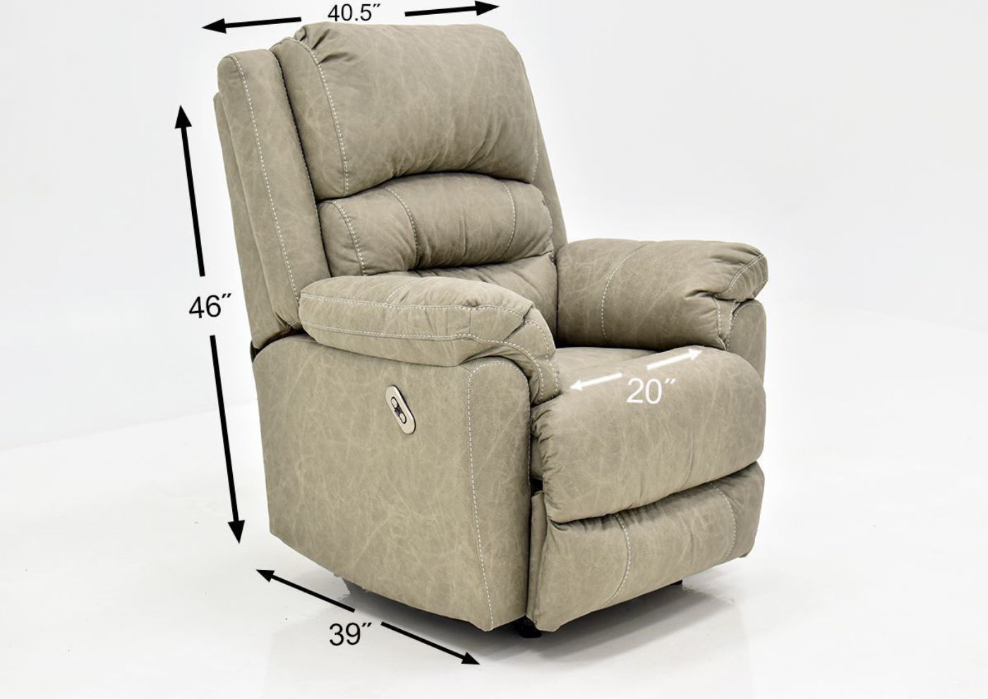Tan Bella POWER Reclining Sofa Set by Franklin Furniture Showing the Recliner Dimensions, Made in the USA | Home Furniture Plus Bedding