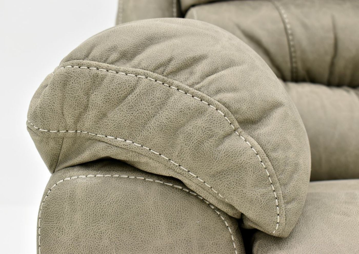Tan Bella POWER Reclining Sofa Set by Franklin Furniture Showing the Arm and Stitching Detail, Made in the USA | Home Furniture Plus Bedding