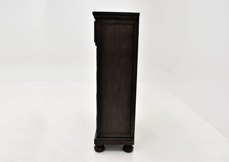 Dark Brown Sofia Laure Chest of Drawers by Avalon Furniture Showing the Side View | Home Furniture Plus Bedding