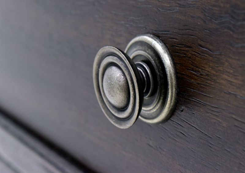 Dark Brown Sofia Laure Chest of Drawers by Avalon Furniture, Showing the Drawer Pull Detail | Home Furniture Plus Bedding
