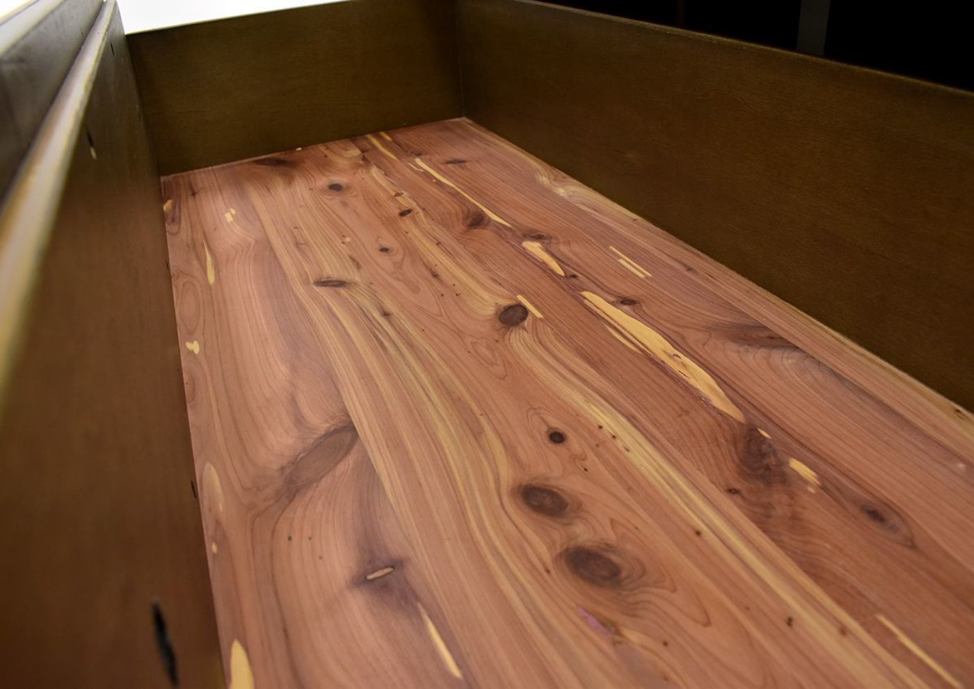 Dark Brown Sofia Laure Chest of Drawers by Avalon Furniture, Showing the Cedar Drawer Interior Detail | Home Furniture Plus Bedding