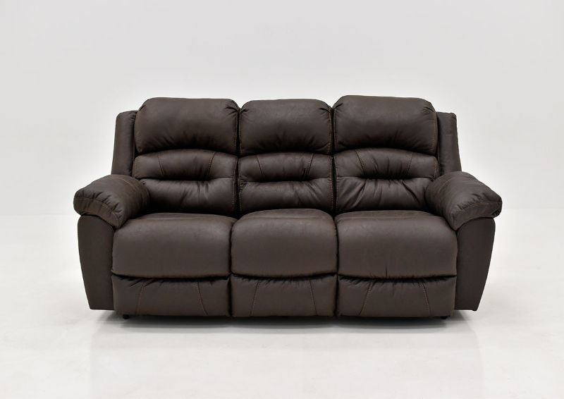 Dark Brown Bella Reclining Sofa by Franklin Furniture. Showing the Front View, Made in the USA | Home Furniture Plus Bedding