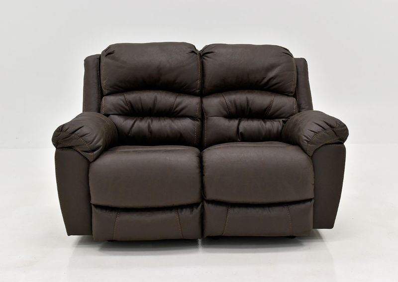 Dark Brown Bella Reclining Loveseat by Franklin Furniture Showing the Front View Made in the USA | Home Furniture Plus Bedding