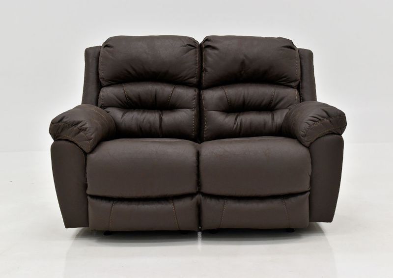 Dark Brown Bella POWER Reclining Loveseat by Franklin Furniture Showing the Front View, Made in the USA | Home Furniture Plus Bedding