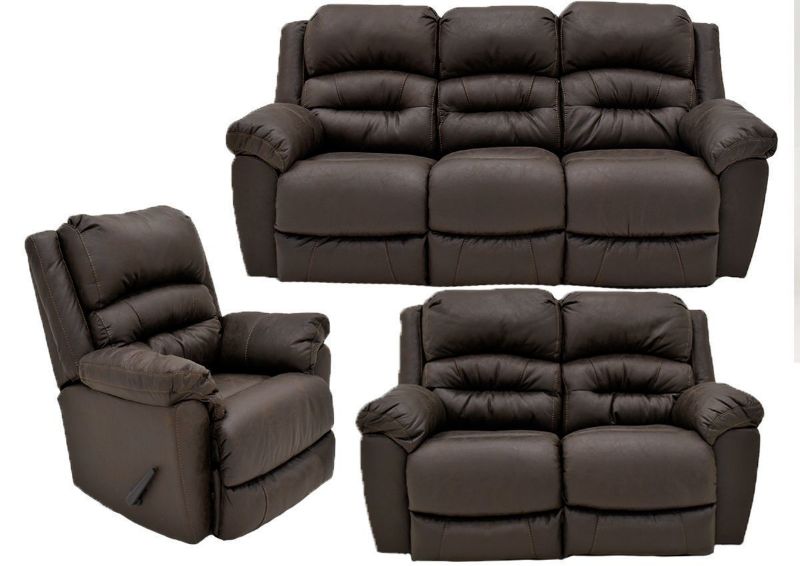 Dark Brown Bella Reclining Sofa Set by Franklin Furniture. Showing the Group. Made in the USA | Home Furniture Plus Bedding