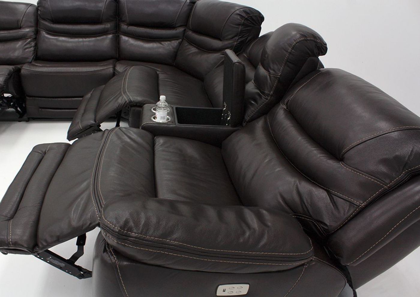 Brown Dallas POWER Reclining Sectional Sofa Showing the Side View From the Right in a Reclined Position | Home Furniture Plus Bedding