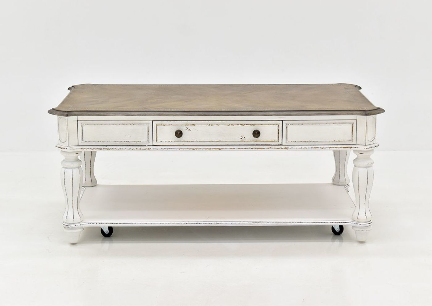 White Magnolia Manor Coffee Table by Liberty, Showing a View From the Front, | Home Furniture Plus Bedding