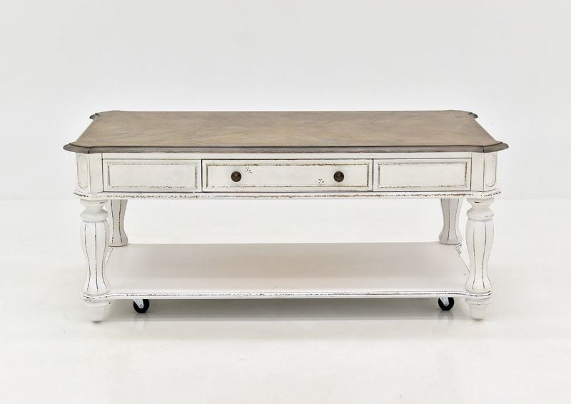 White Magnolia Manor Coffee Table by Liberty, Showing a View From the Front, | Home Furniture Plus Bedding