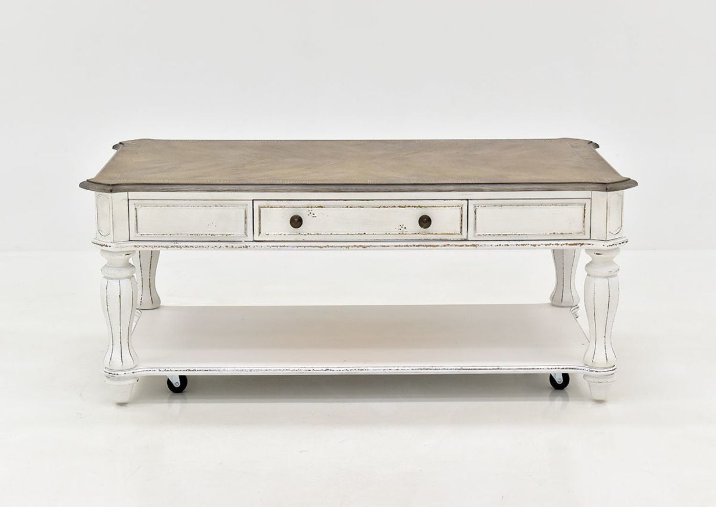 White Magnolia Manor Coffee Table by Liberty, Showing a View From the Front, | Home Furniture Plus Bedding
