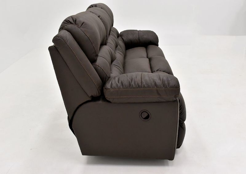 Dark Brown Bella Reclining Sofa by Franklin Furniture. Showing the Side View, Made in the USA | Home Furniture Plus Bedding