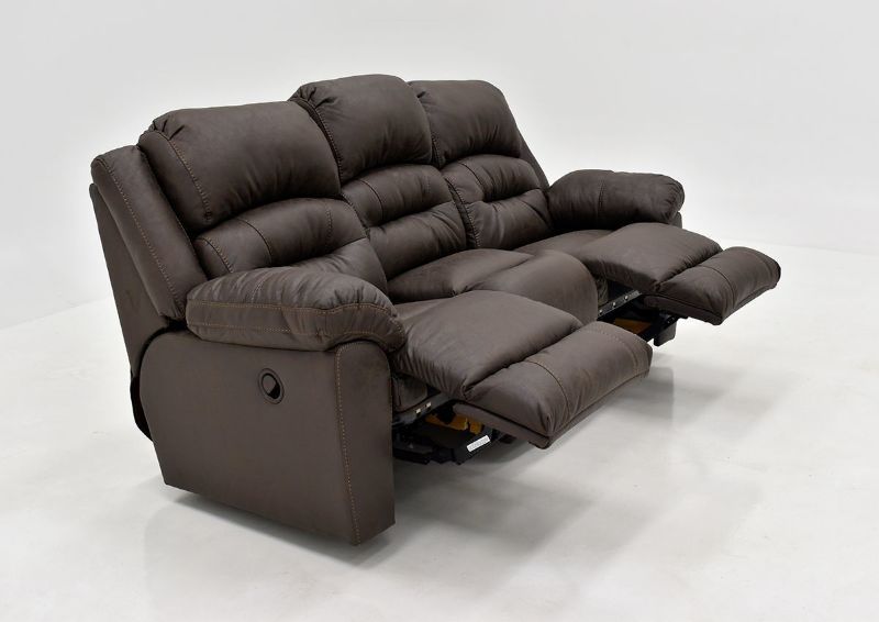 Dark Brown Bella Reclining Sofa by Franklin Furniture. Showing the Angle View With The Recliners Open, Made in the USA | Home Furniture Plus Bedding