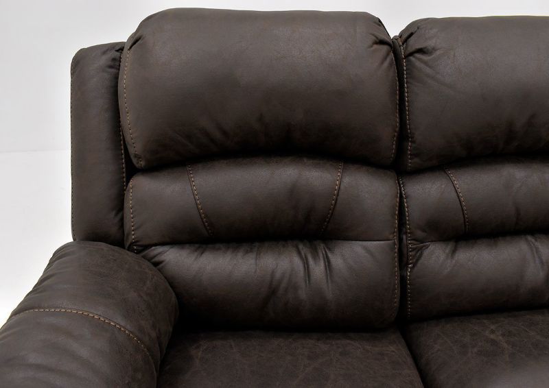 Dark Brown Bella Reclining Sofa by Franklin Furniture. Showing the Seat Back Detail, Made in the USA | Home Furniture Plus Bedding
