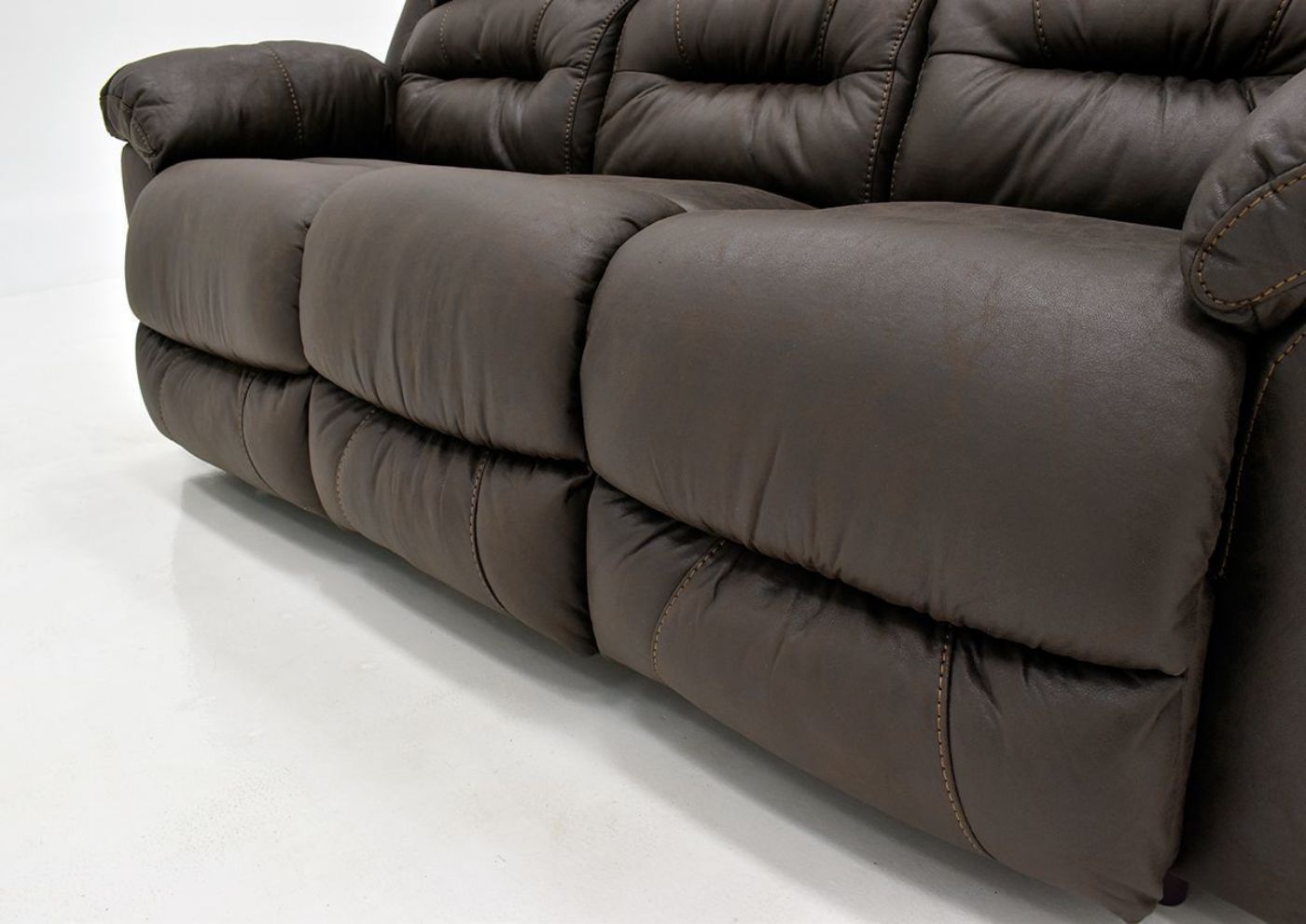 Dark Brown Bella POWER Reclining Sofa by Franklin Furniture. Showing the Chaise in a Closed Position, Made in the USA | Home Furniture Plus Bedding