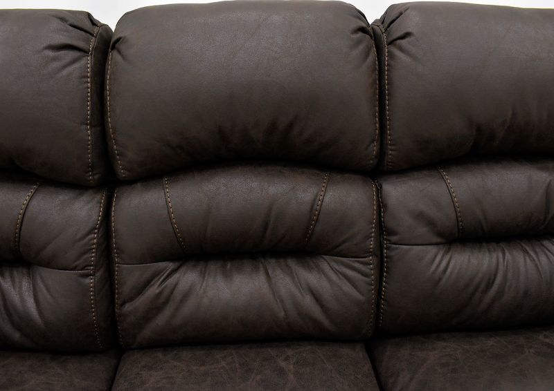 Dark Brown Bella POWER Reclining Sofa by Franklin Furniture. Showing the Seat Back Detail, Made in the USA | Home Furniture Plus Bedding