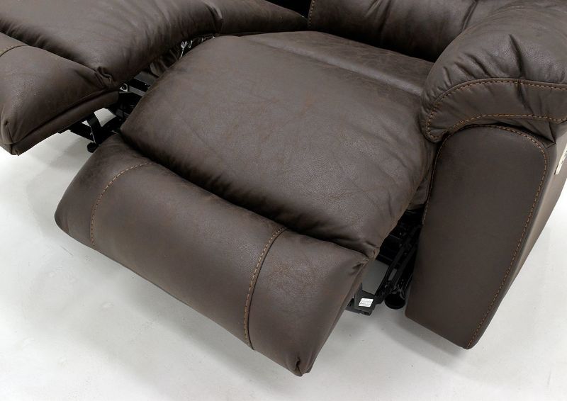 Dark Brown Bella POWER Reclining Loveseat by Franklin Furniture. Showing the Pad Over Chaise Detail, Made in the USA | Home Furniture Plus Bedding