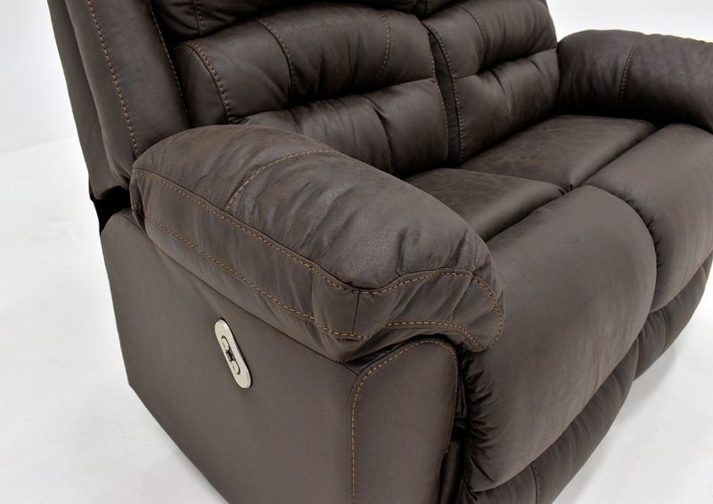 Dark Brown Bella POWER Reclining Loveseat by Franklin Furniture. Showing the Pillow Arm Detail, Made in the USA | Home Furniture Plus Bedding
