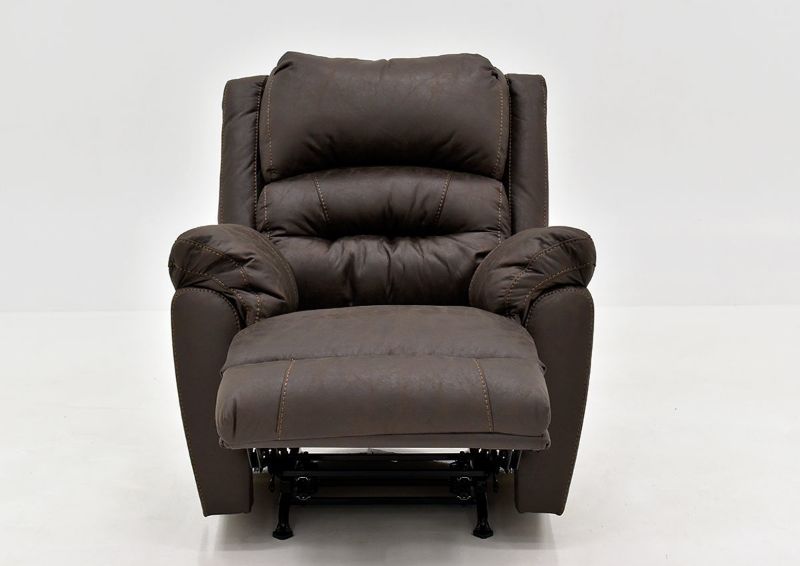 Dark Brown Bella Recliner by Franklin Furniture. Showing the Front View With the Chaise Open. Made in the USA | Home Furniture Plus Bedding