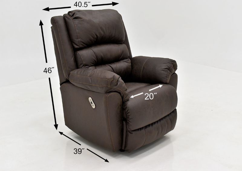 Dark Brown Bella POWER Recliner Set by Franklin Furniture, Showing the Dimensions, Made in the USA | Home Furniture Plus Bedding
