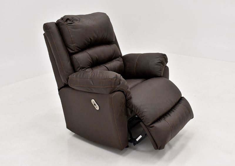 Dark Brown Bella POWER Recliner Set by Franklin Furniture, Showing the Angle View With the Chaise Open, Made in the USA | Home Furniture Plus Bedding