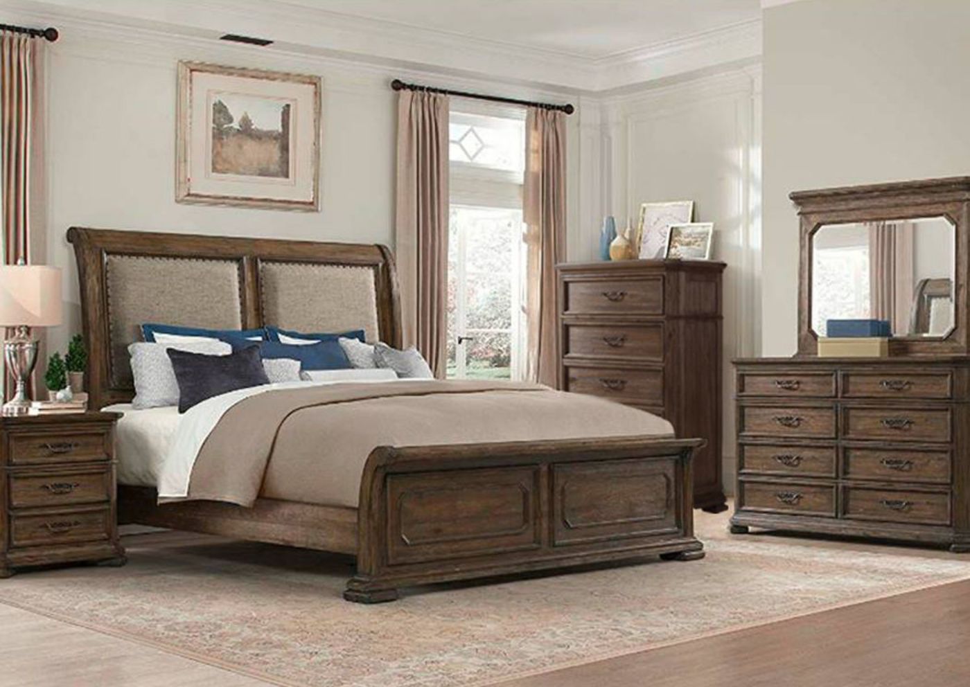 Hickory Brown Casa Grande King Size Bedroom Set by Lane Home Furnishings Showing a Room Setting, Made in the USA | Home Furniture Plus Bedding