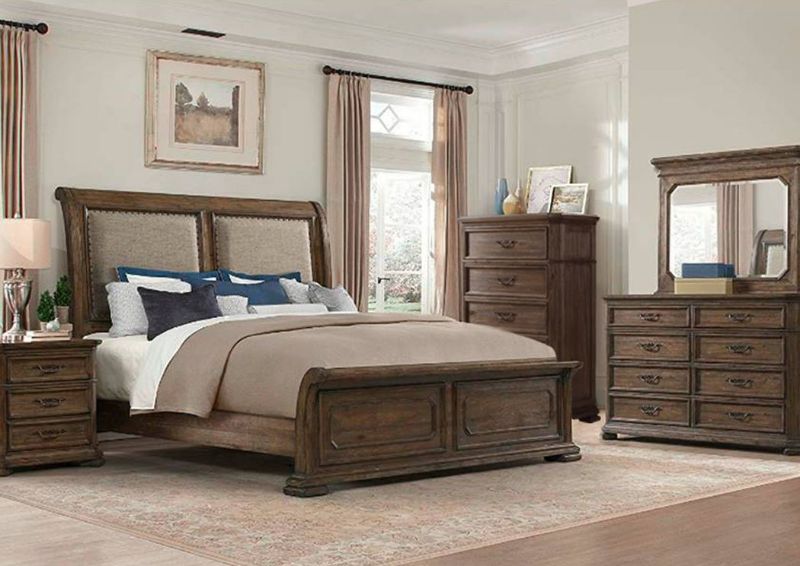 Hickory Brown Casa Grande King Size Bedroom Set by Lane Home Furnishings Showing a Room Setting, Made in the USA | Home Furniture Plus Bedding