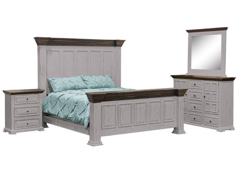 Gray Lafitte King Size Bedroom Set by Texas Rustic Furniture Showing the Group | Home Furniture Plus Bedding