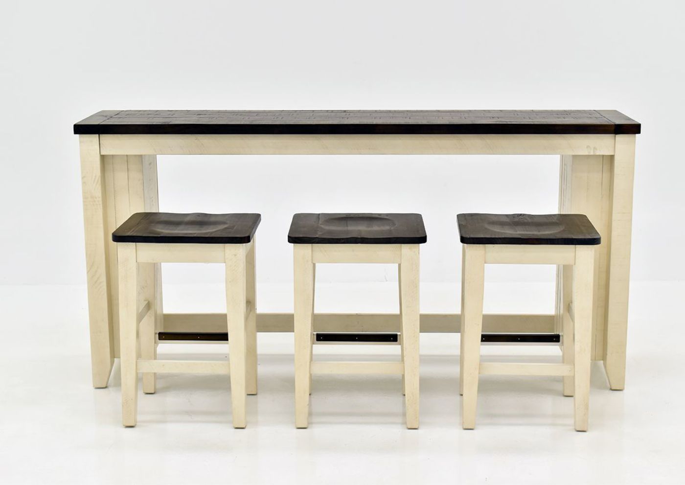 White Madison County 4 Piece Bar Set by Jofran Showing the Table Set From the Front | Home Furniture Plus Bedding