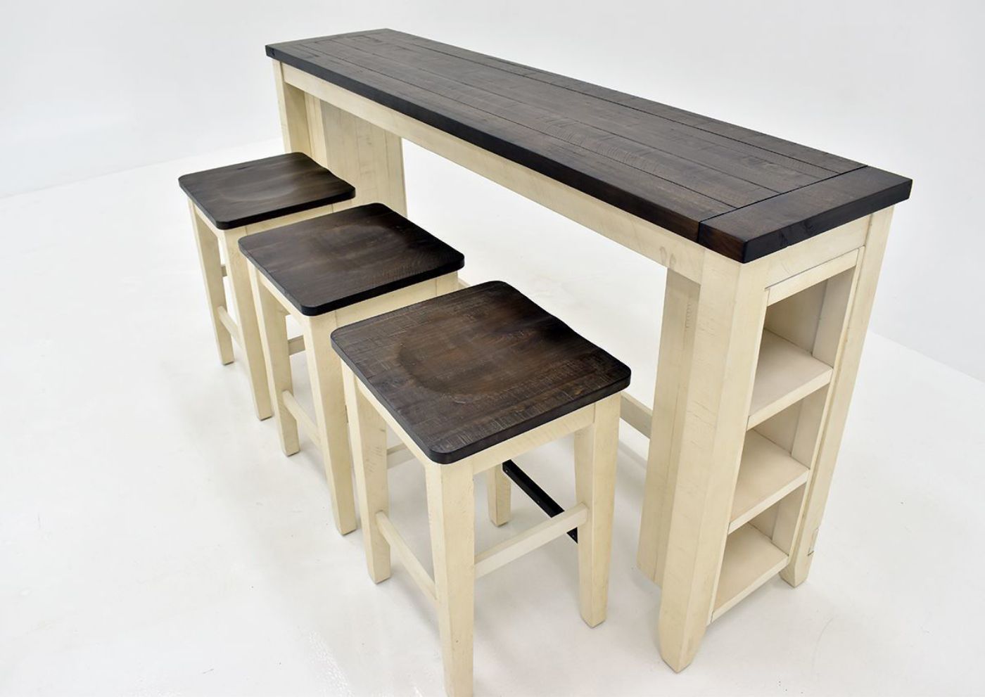 White Madison County 4 Piece Bar Set by Jofran Showing the Set at an Angle With a Closer View | Home Furniture Plus Bedding