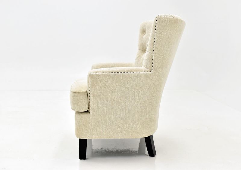 Off White Bryson Accent Chair by Jofran Showing the Side View | Home Furniture Plus Bedding