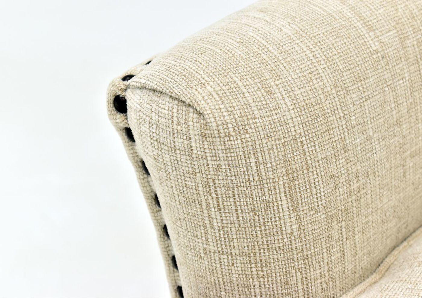 Off White Bryson Accent Chair by Jofran Showing The Nail Head Trim and Upholstery Detail | Home Furniture Plus Bedding