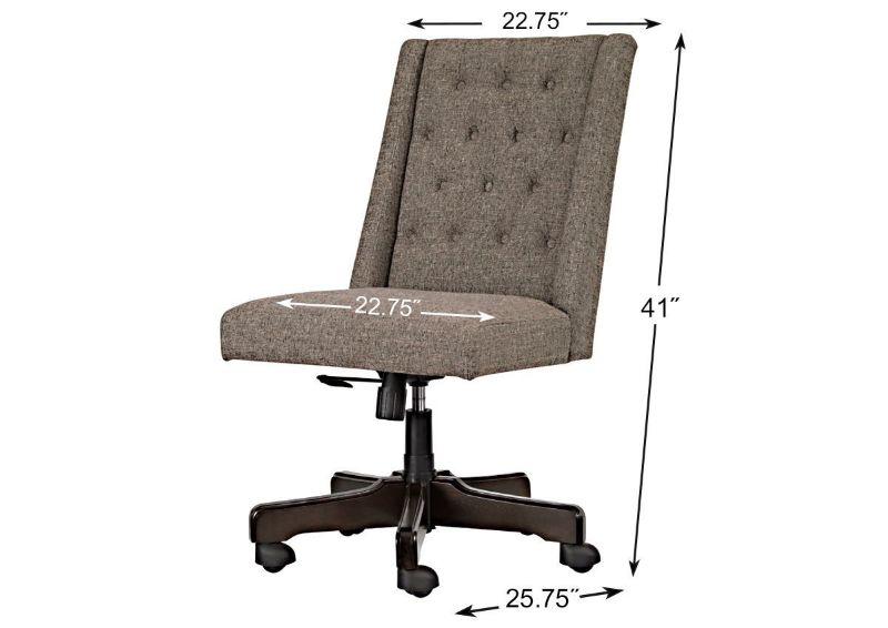 Graphite Swivel Desk Chair by Ashley Furniture Showing the Dimensions | Home Furniture Plus Bedding