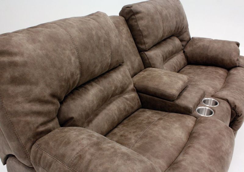 Close Up Angled View of the Tan Legacy Reclining Loveseat by Franklin Corporation | Home Furniture Plus Bedding