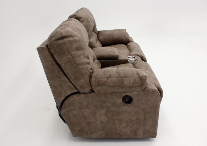 Side View of the Tan Legacy Reclining Loveseat by Franklin Corporation | Home Furniture Plus Bedding