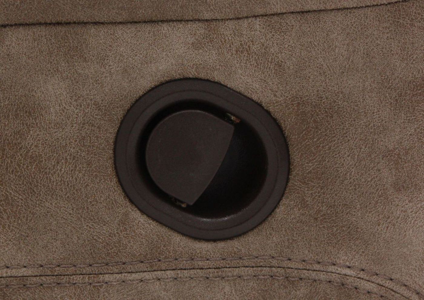 Close Up View of the Recliner Release Lever on the Tan Legacy Reclining Loveseat by Franklin Corporation | Home Furniture Plus Bedding